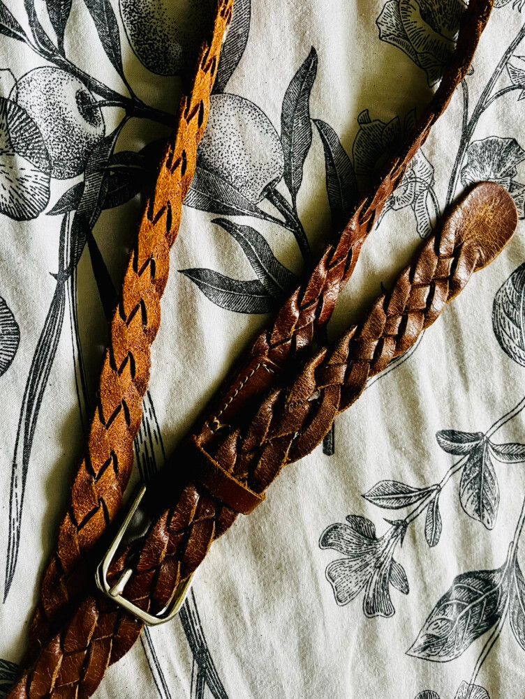 Tan Leather Platted Belt