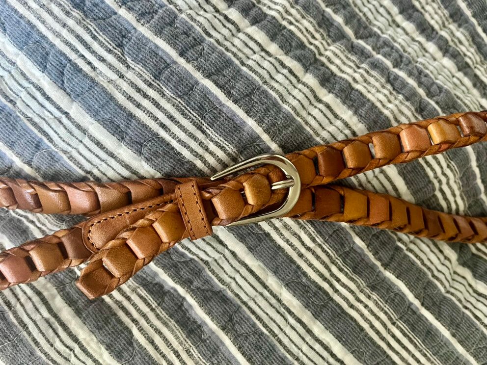 Tan Leather Platted Belt 94 cm