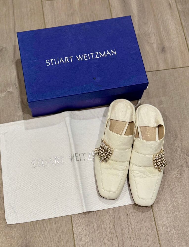 Stuart Weitzman White Loafers