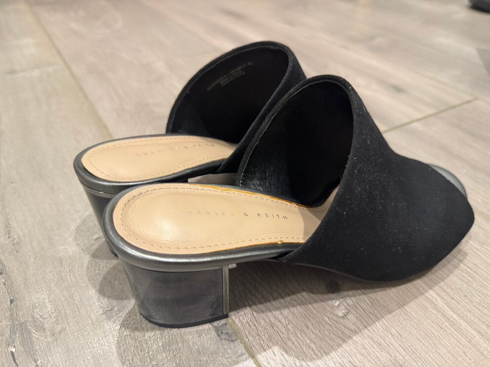 Charles & Keith Black Mules Size 38