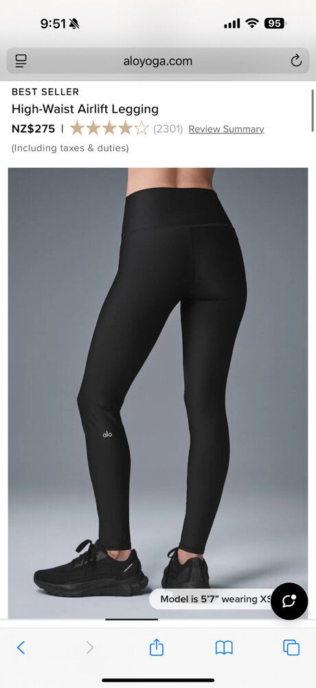 Alo Yoga - Alo Yoga Black Leggings on Designer Wardrobe