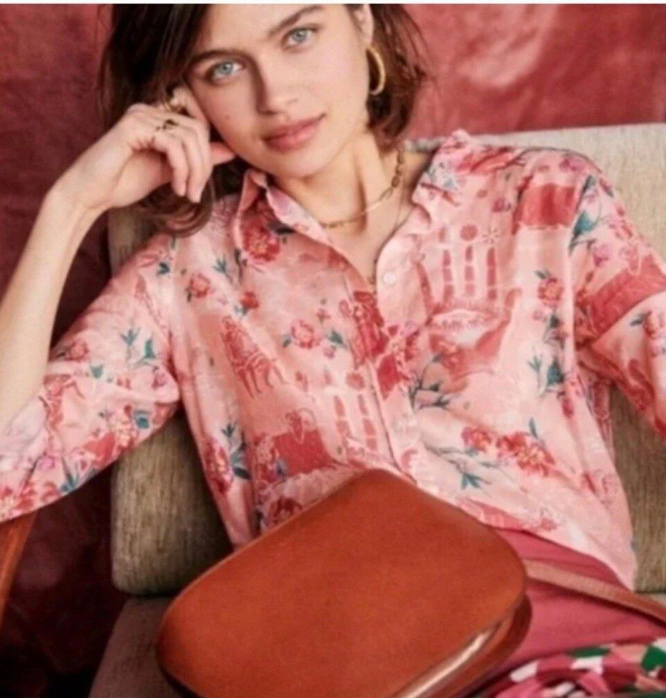 Sézane Pink Floral Print Shirt