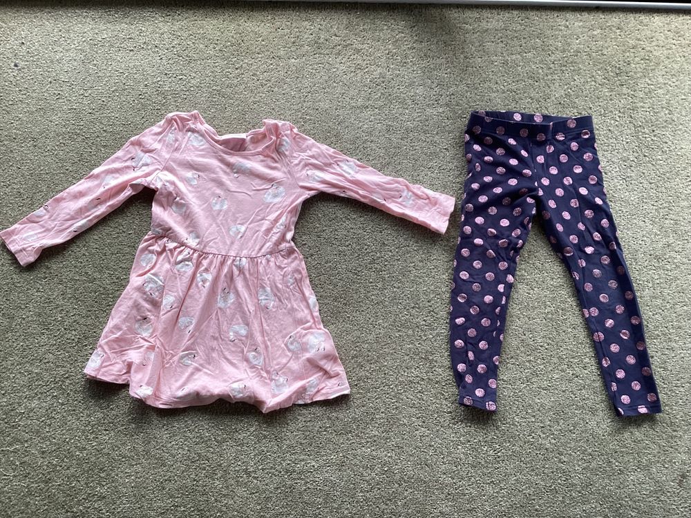 Swan dress with sparkly polka dot leggings