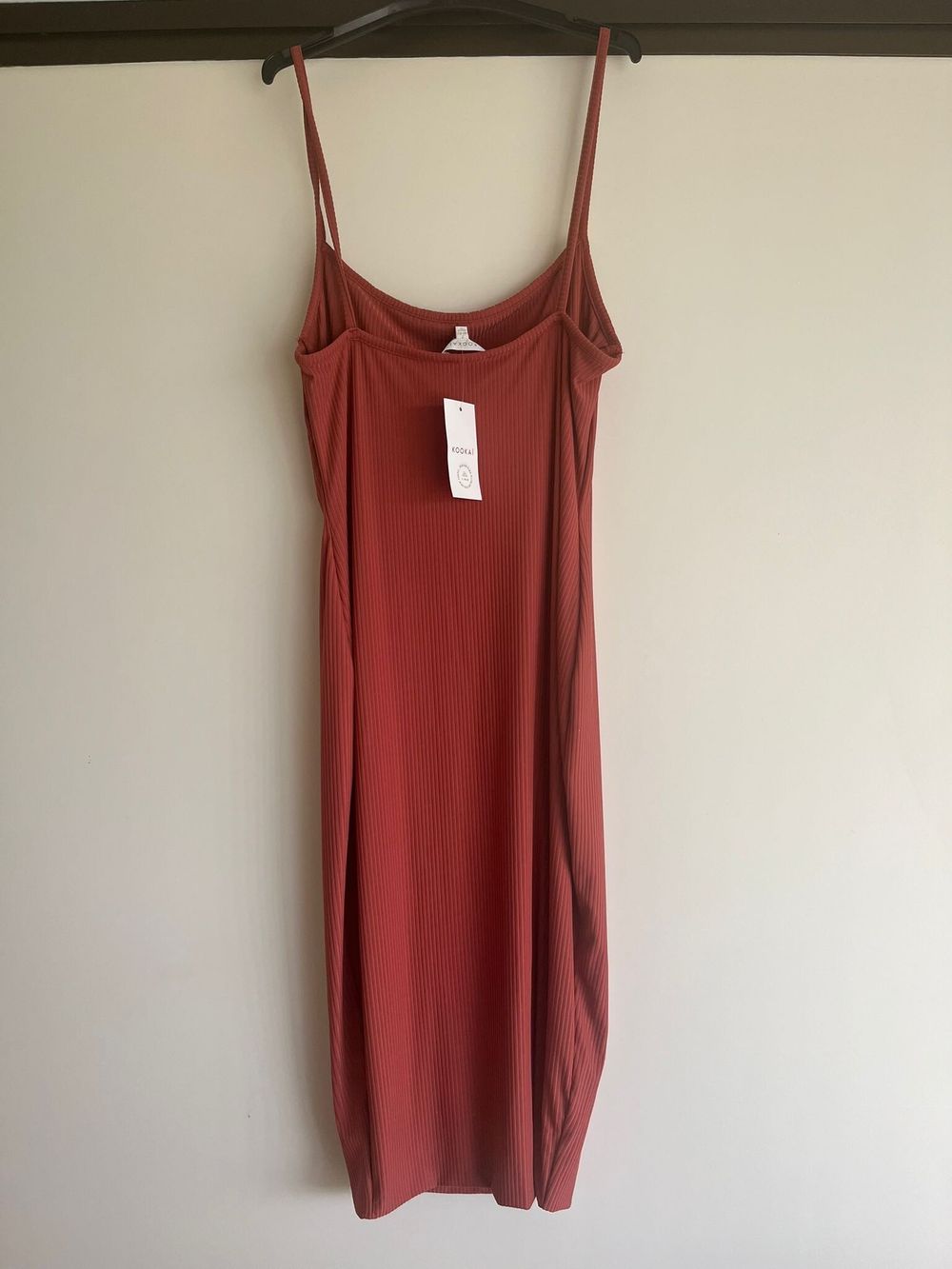 Kookai Red Ribbed Midi Dress
