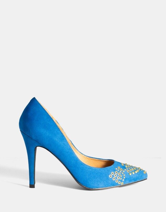 Blue Suede Studded Heels