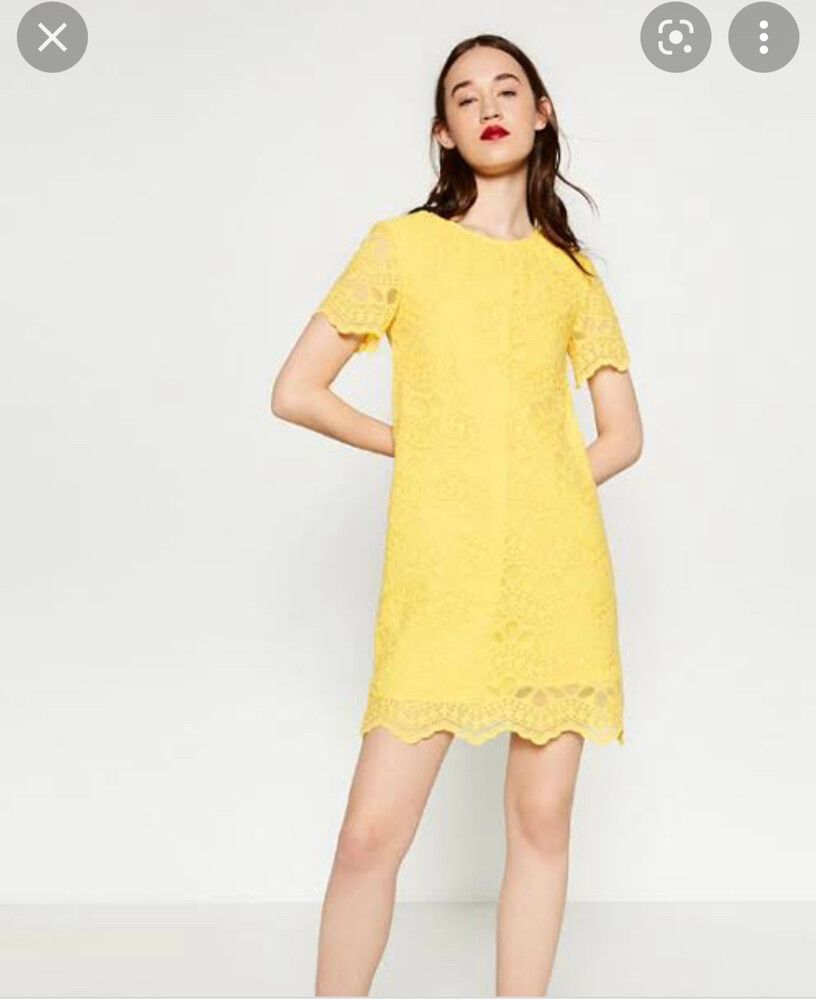 Zara - Zara - Yellow Lace dress on Designer Wardrobe Zara - Zara - Yellow Lace dress on Designer Wardrobe