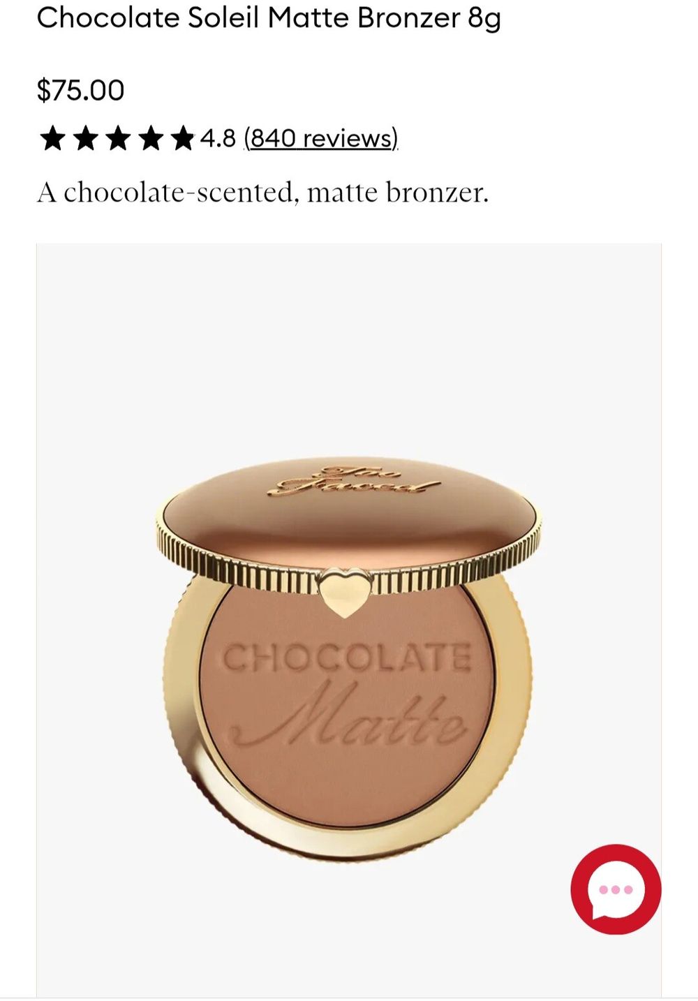 Too Faced Chocolate Matte Bronzer