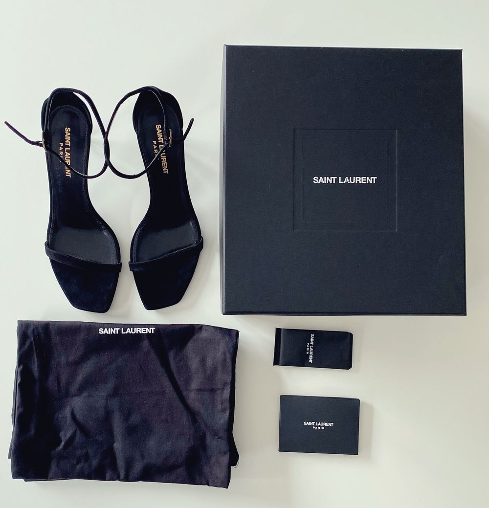 Saint Laurent Lexi 65 Suede Heeled Sandals