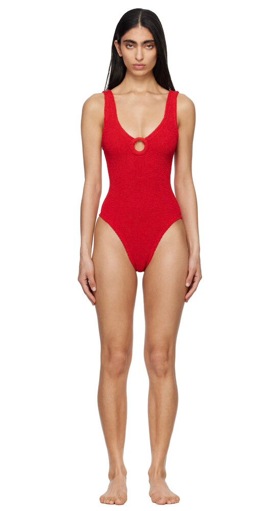 Hunza G Celine Swim With Tonal Hoops Red - One size (Brand new with tags)