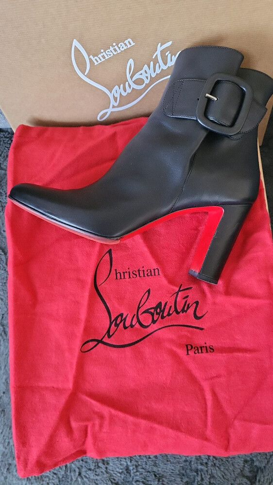 Christian Louboutin Black Leather Ankle Boots