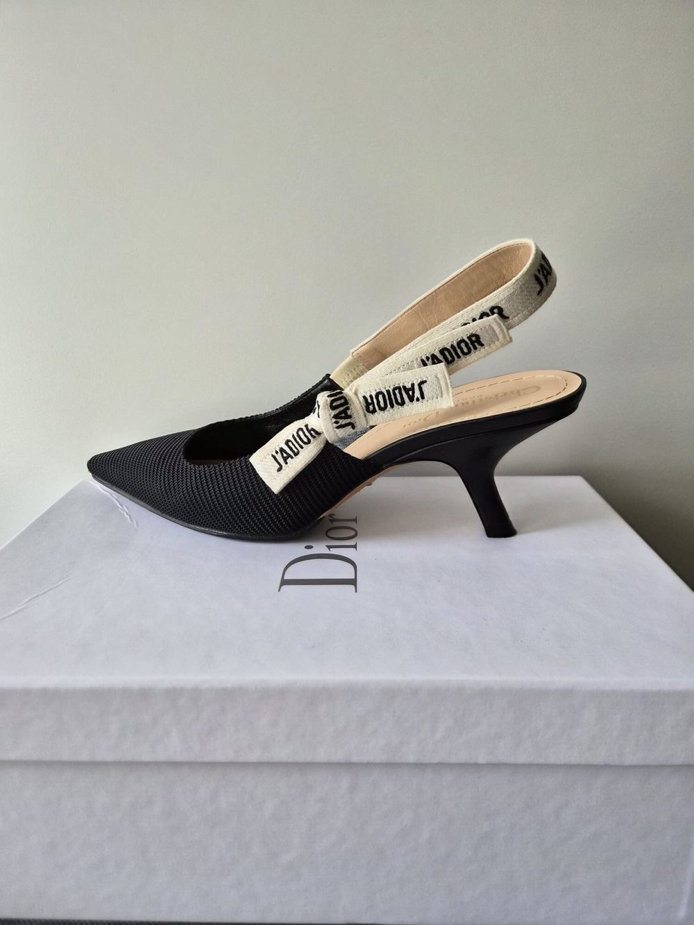 Christian Dior J'Adior Black Technical Slingback Heels