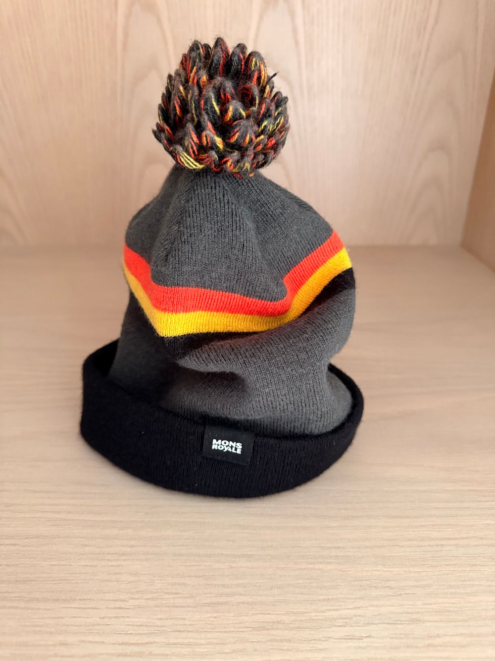 Mons Royale Grey Orange Black Beanie