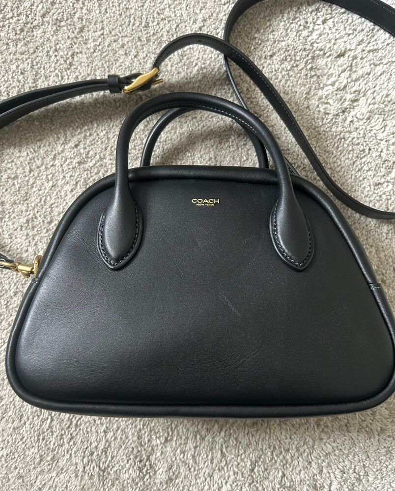 Coach Borough Bowling Bag Black Glove Tanned Leather