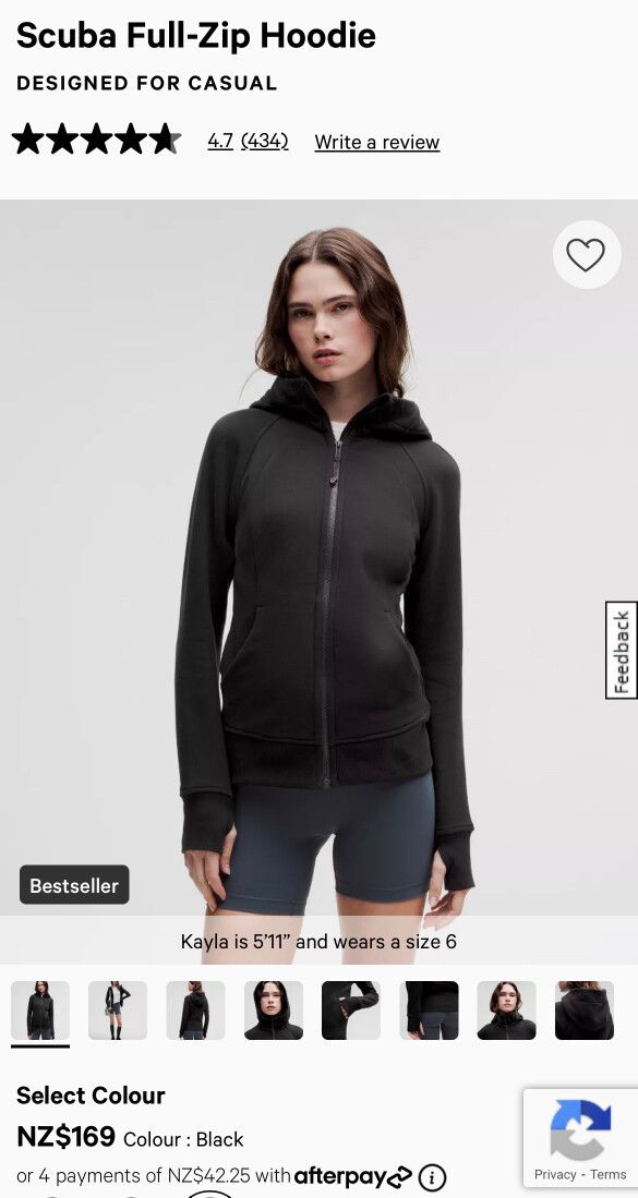 Lululemon Scuba Full Zip Black Hoodie