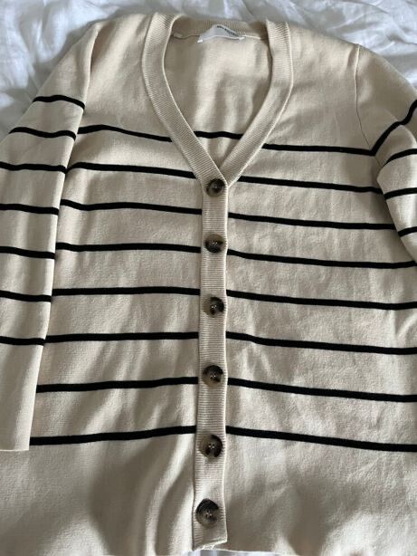 Selected Femme Beige Black Cotton Cardigan