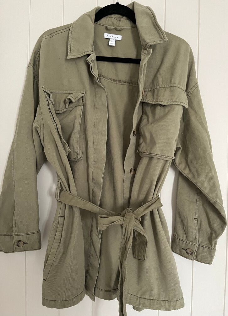 Topshop Petite Khaki Shirt Jacket Size 14