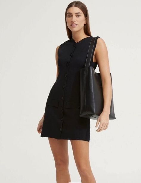 Oxford Viscose Blend Black Mini Dress
