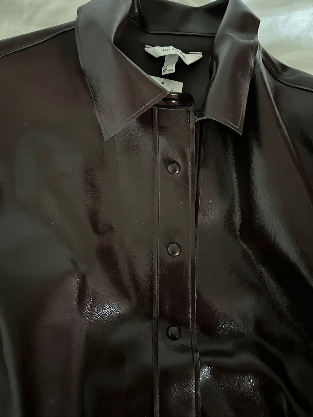 H&M Edition Brown/ Burgundy Faux Leather Shirt