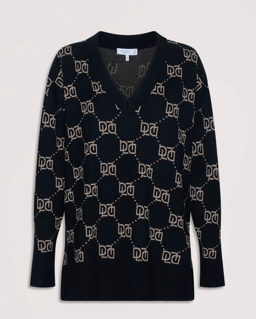 D-Luxe Black V-Neck Jumper