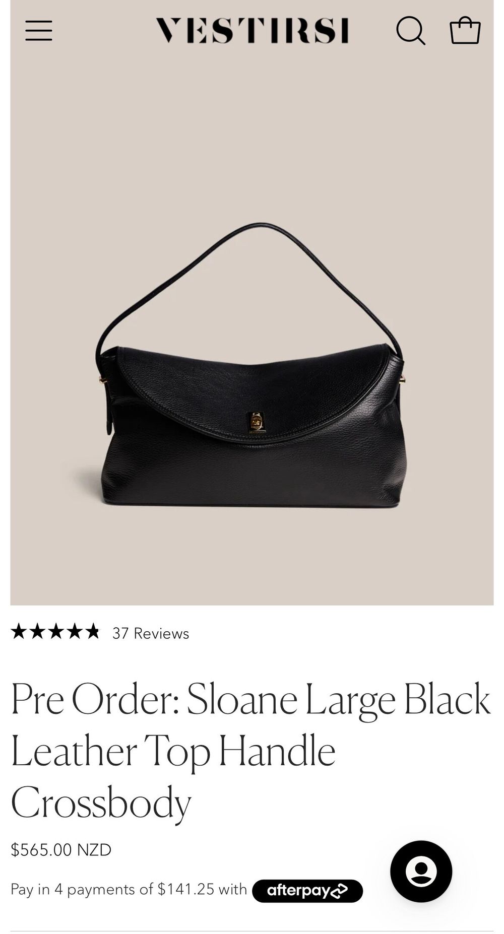 Sloane Large Black Leather Top Handle Crossbody