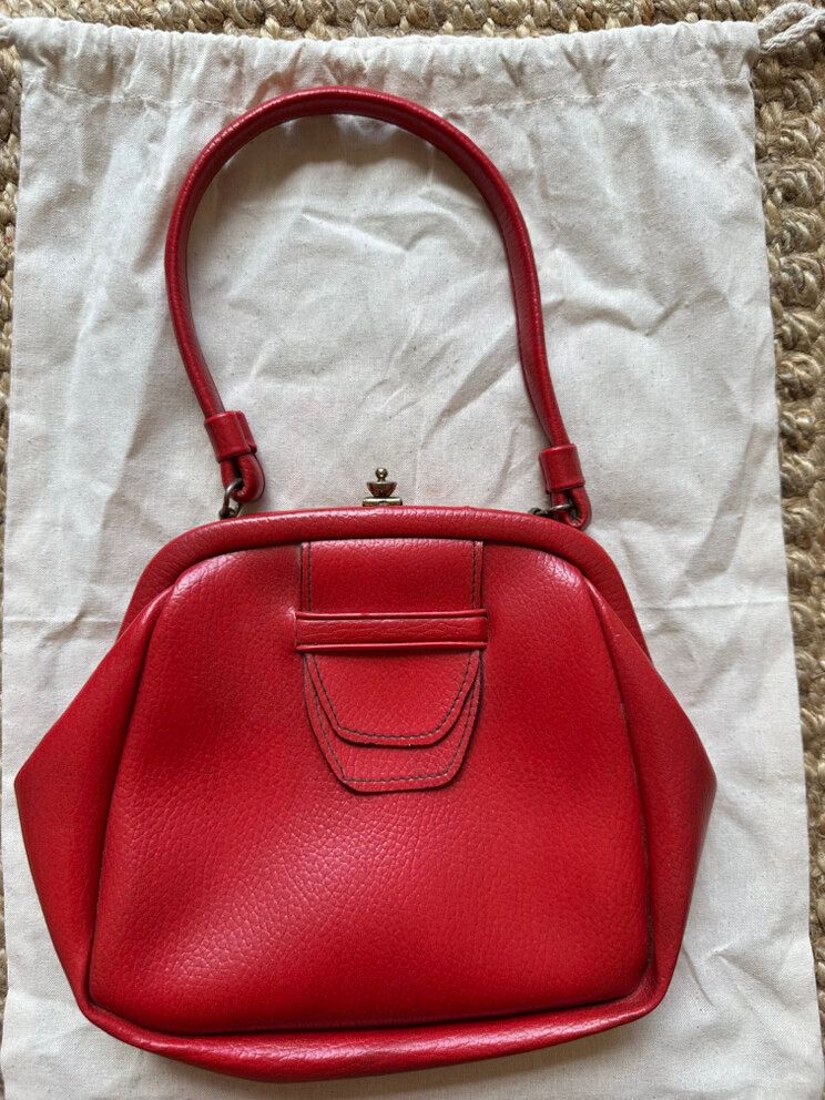 Vintage Cherry Red Top Handle Bag