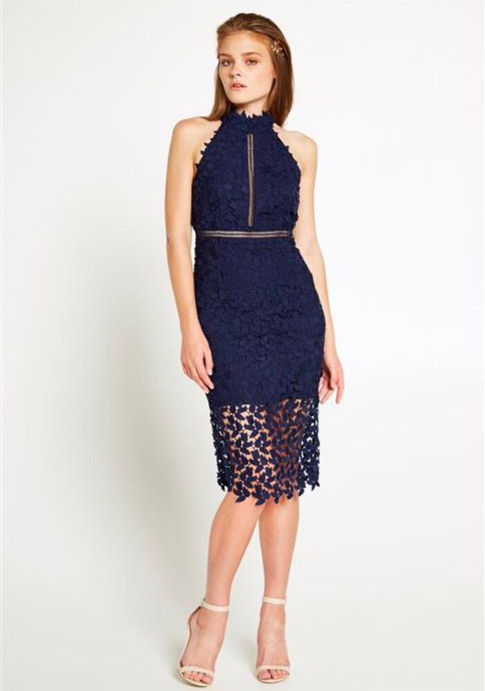 Bardot Gemma Navy Halter Dress