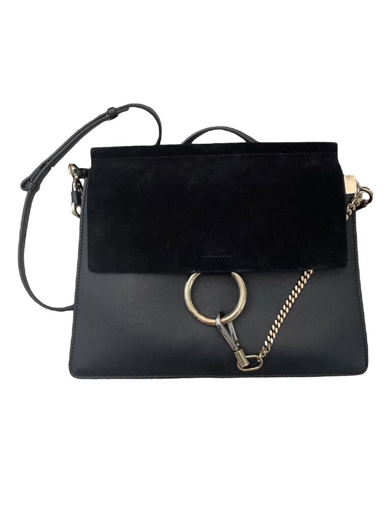 Black Vegan Suede And Vegan Leather Bag