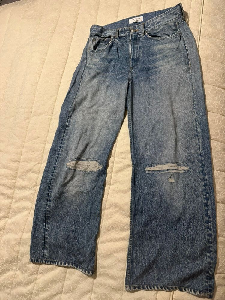 Viral TikTok Rag & Bone Blue Ripped Look Wide Leg Jeans