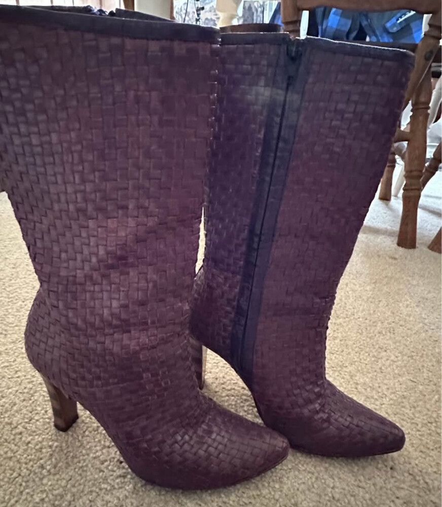 Made in Italy - Purple Leather Woven Boots