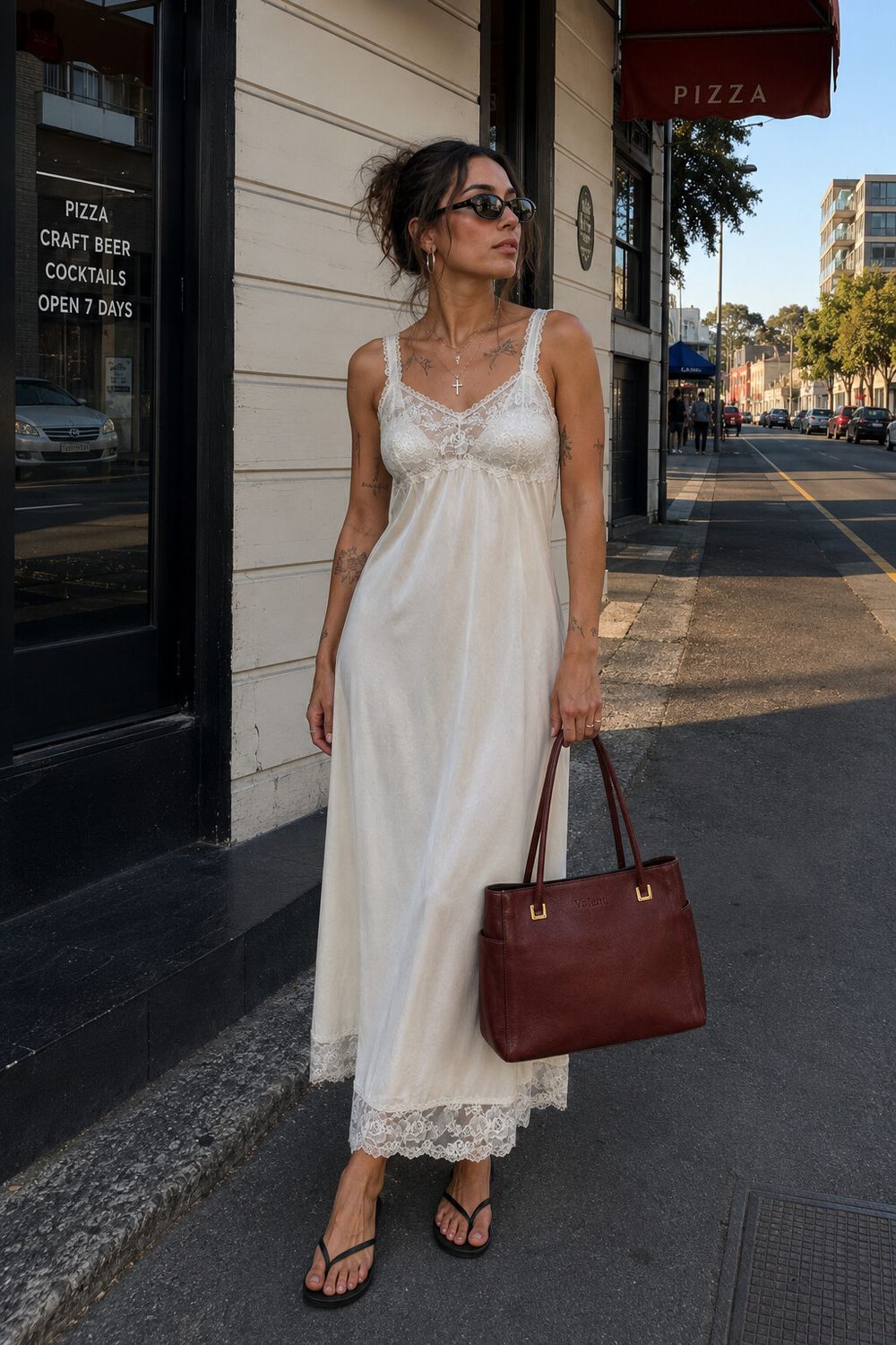 🤍 Vintage Y2K Cream Lace Slip Dress 🤍