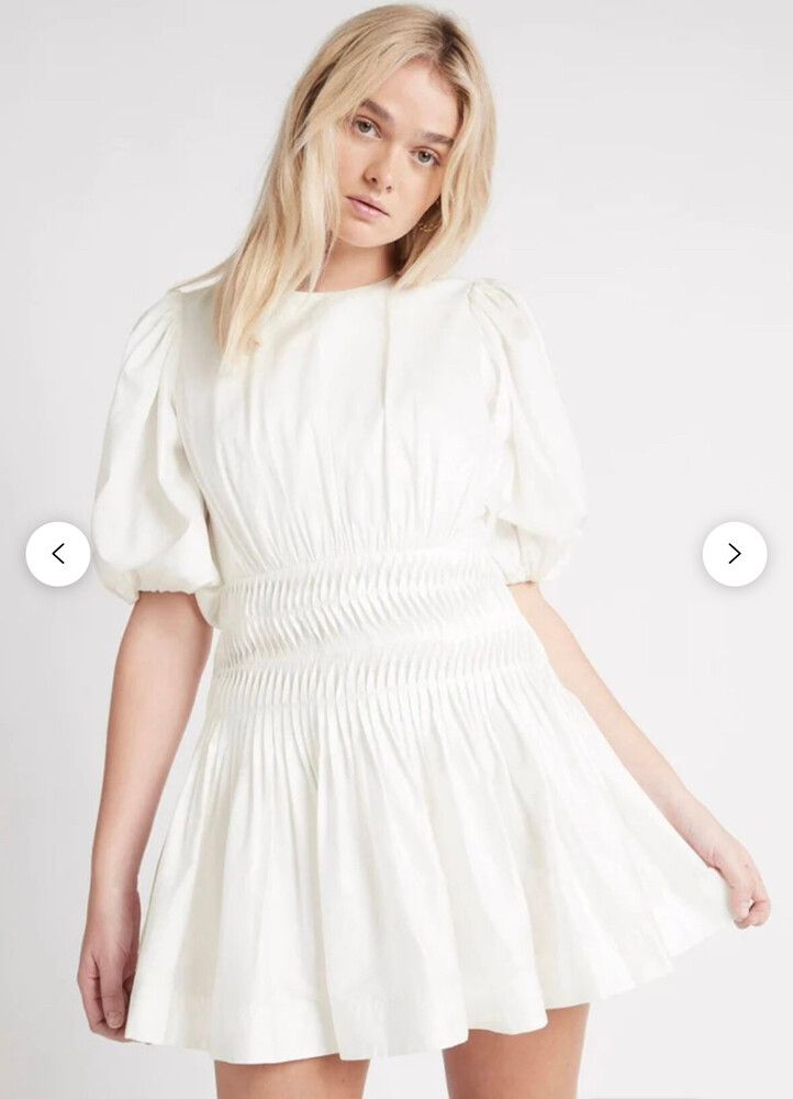 Aje Tidal Tucked Mini Dress Ivory