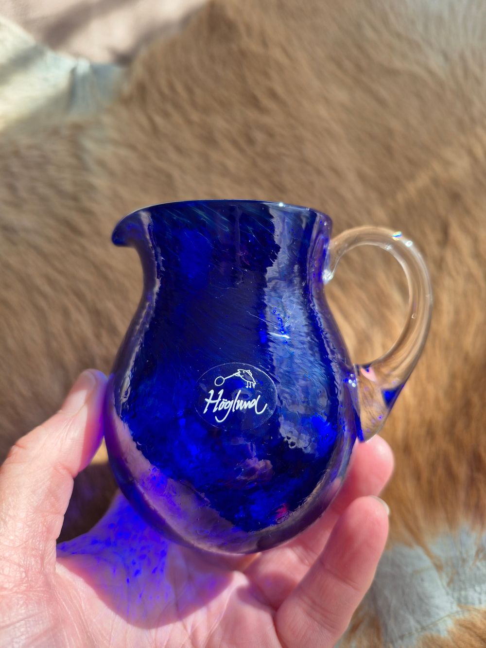 Ola Hoglund Cobalt Handblown Glass Pitcher