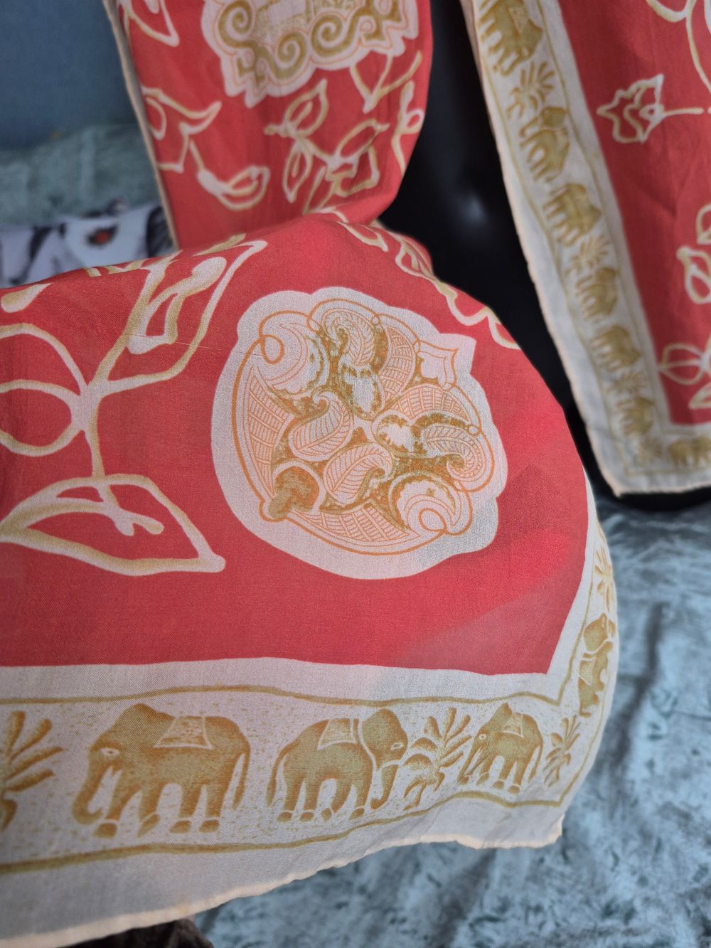 Vintage Jim Thompson Elephant Silk Long Scarf