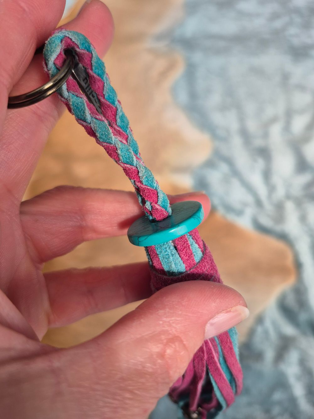 Tigerlilly Leather tassel Keyring/Charm with bells.