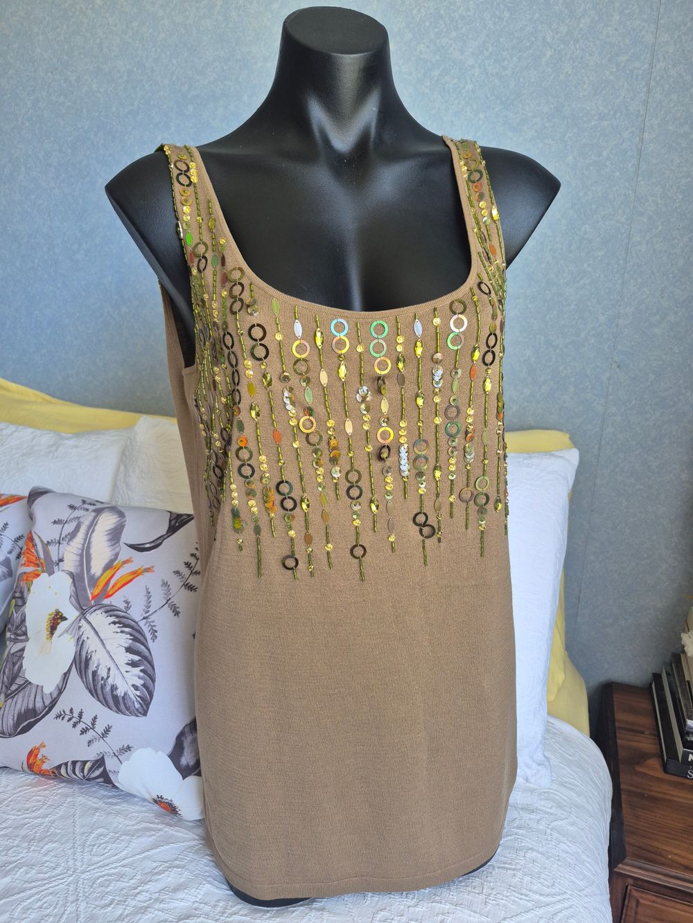 Escada 'Sophie' Sequined Tank Top