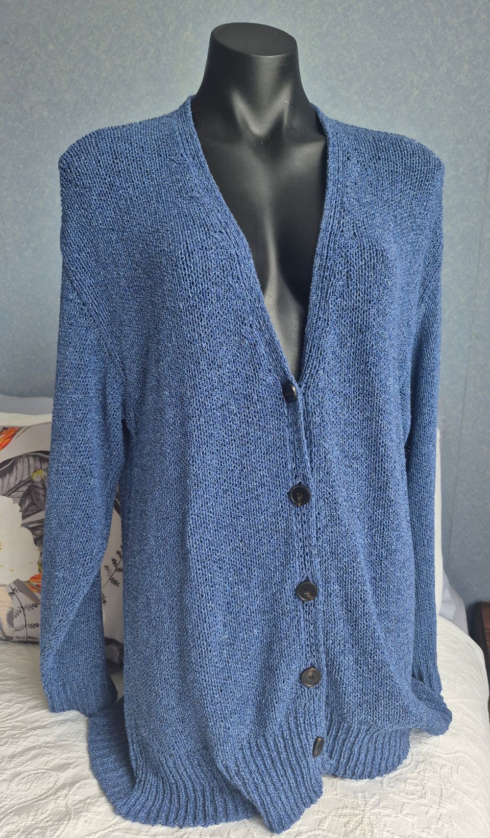 Massimo Dutti Blue Knit Cardigan Size M