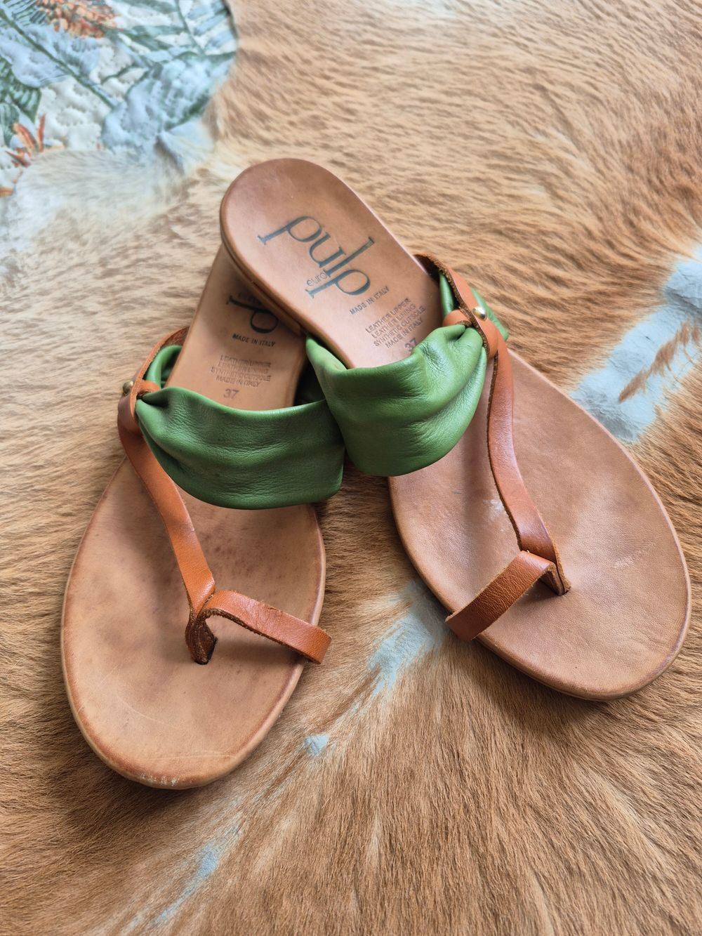Pulp Green and Brown Sandals Size 37