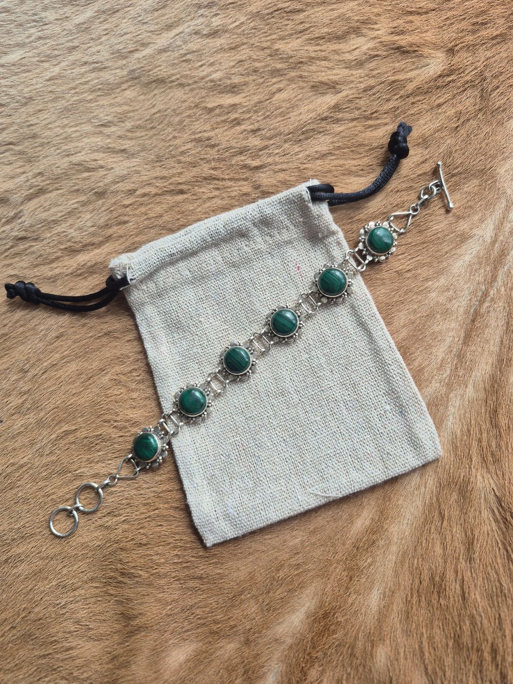 925 Sterling Silver Malachite Bracelet