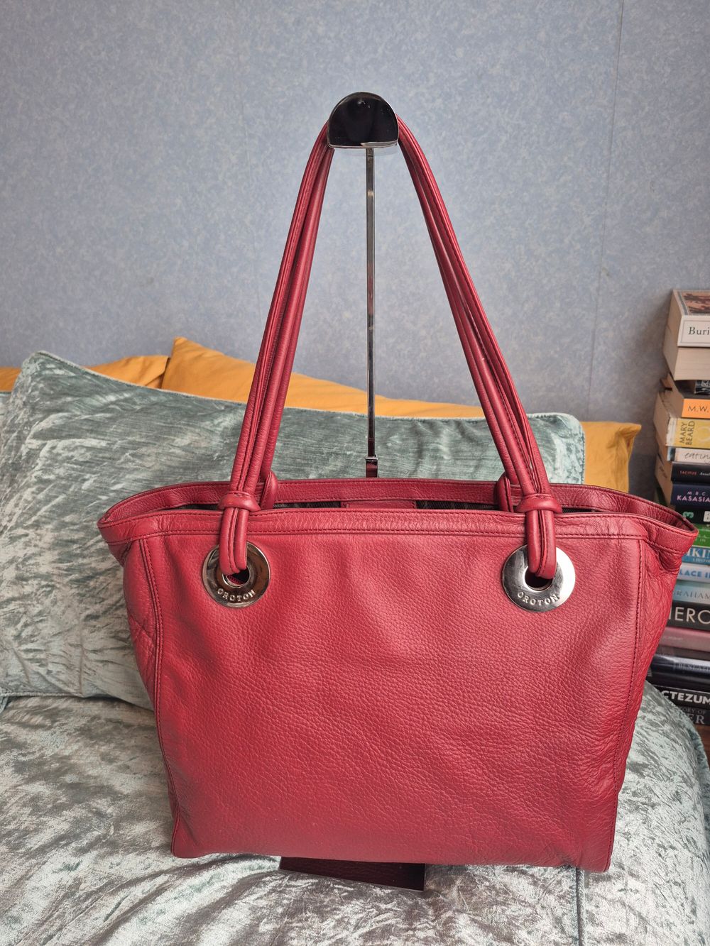 Oroton Red Leather Tote Bag