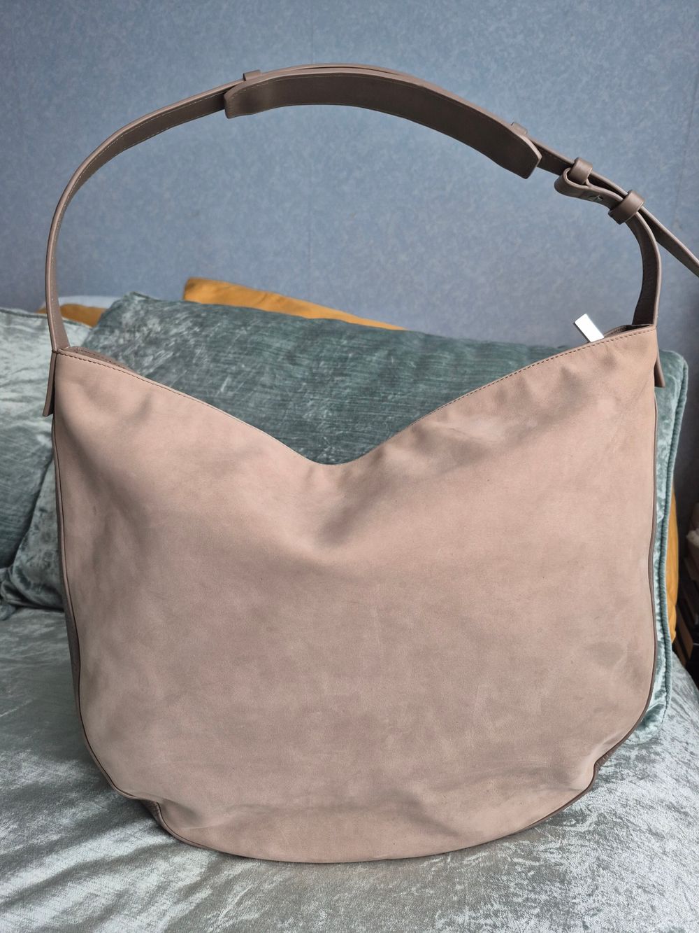 Vince Beige Suede  Hudson Hobo Bag