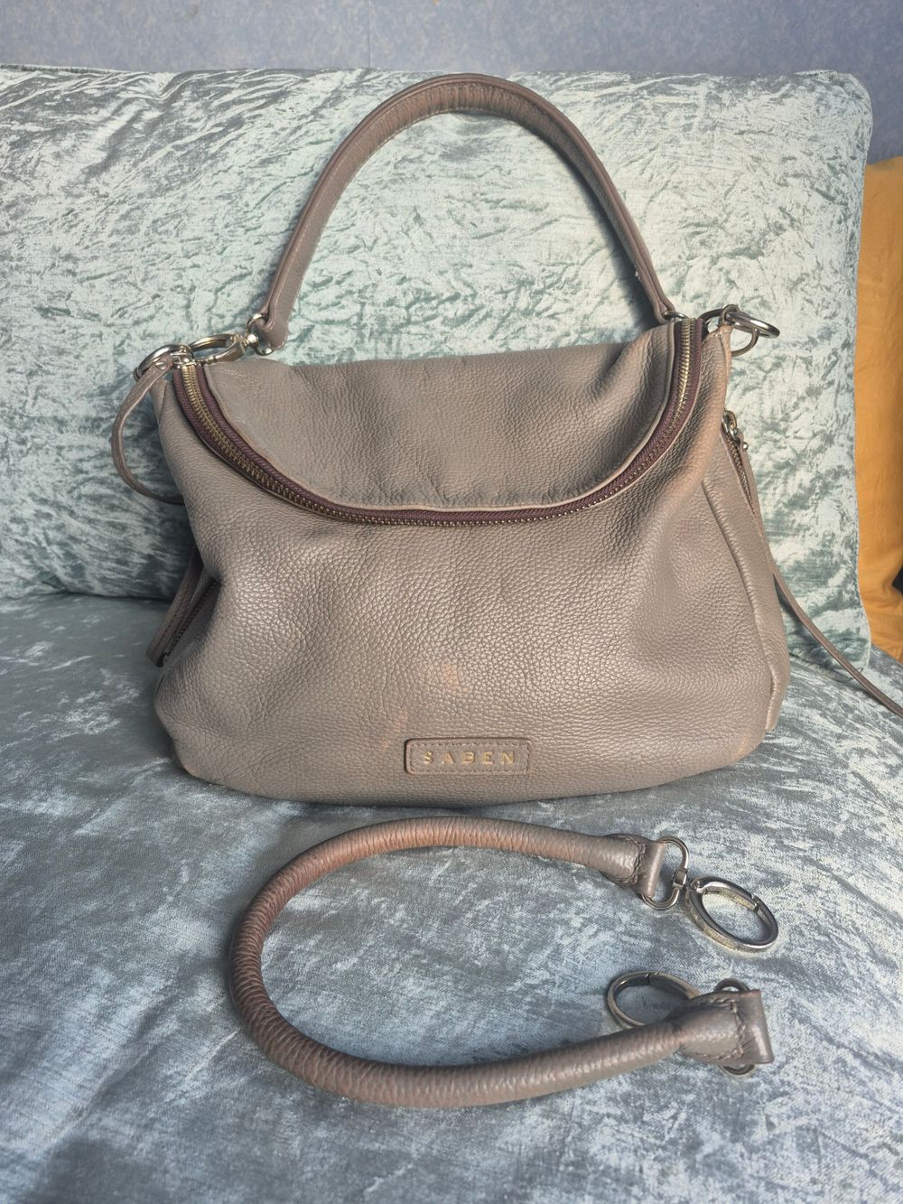 Saben Grey Leather Frankie Shoulder Bag