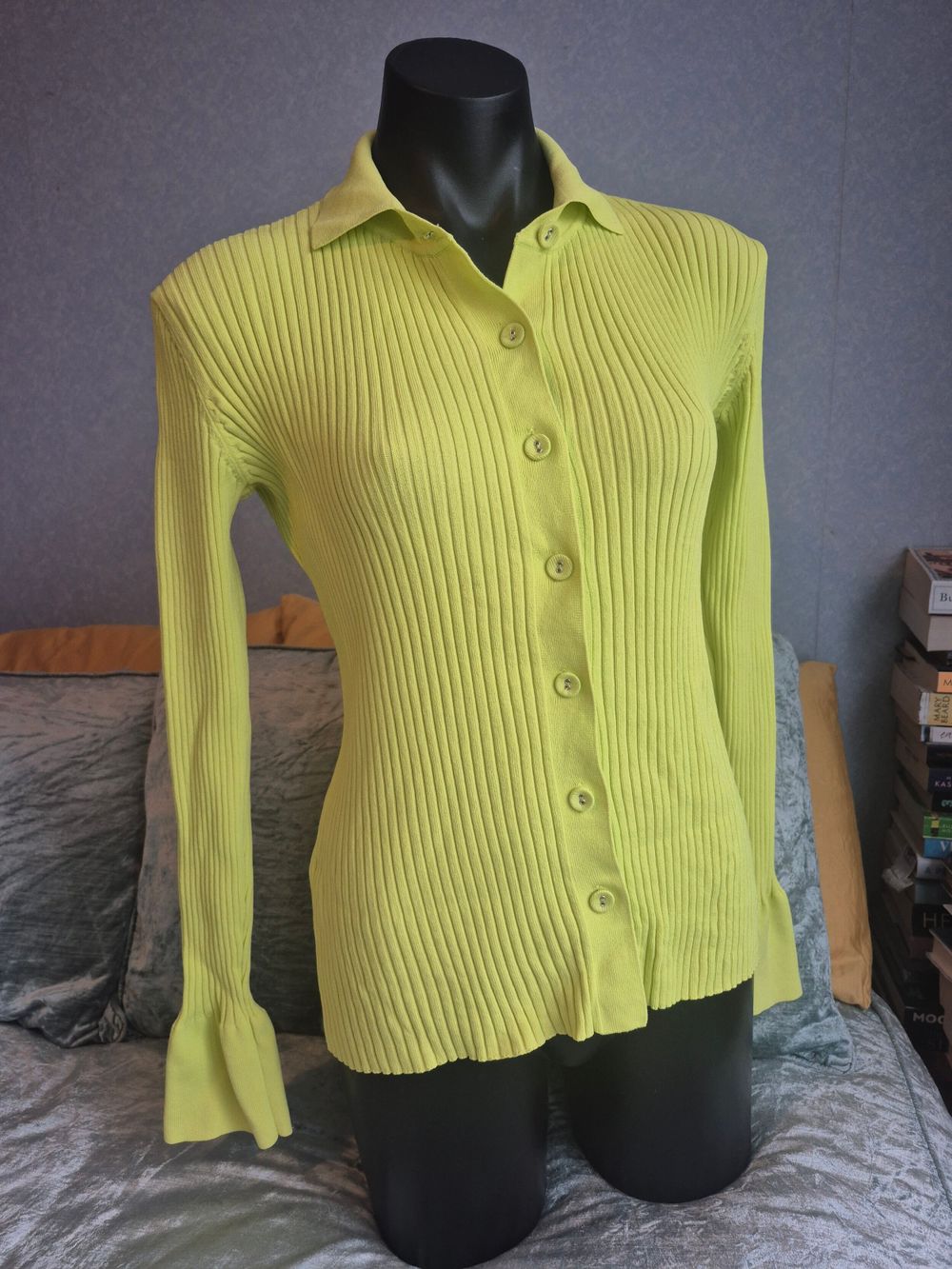 Superette Yellow Ribbed Knit Cardigan