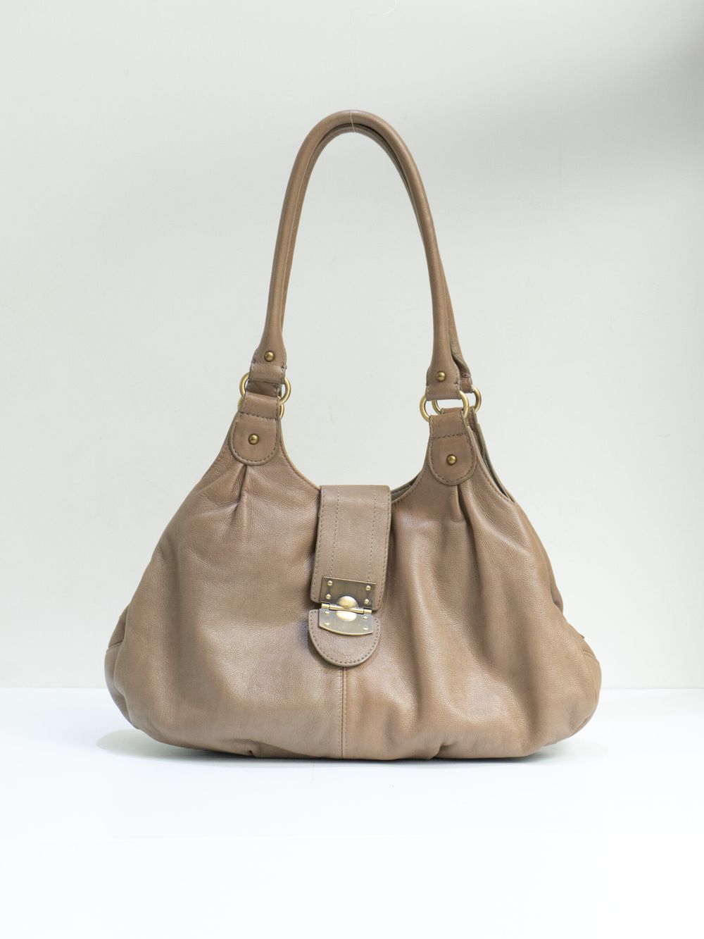 Colorado Taupe Leather Slouch Shoulder Bag