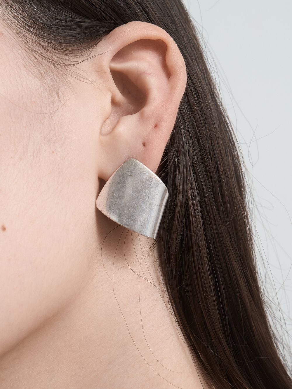Silver Square Domed Earrings