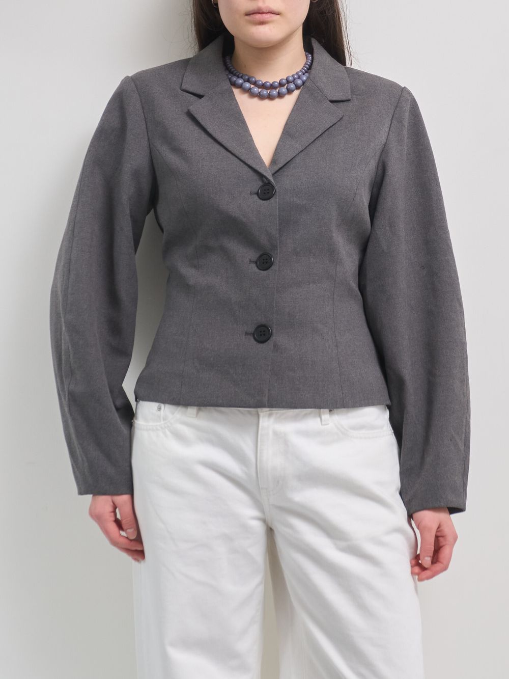 Glassons Grey Fitted Cocoon Sleeve Removable Lace Cape Blazer - Size 10