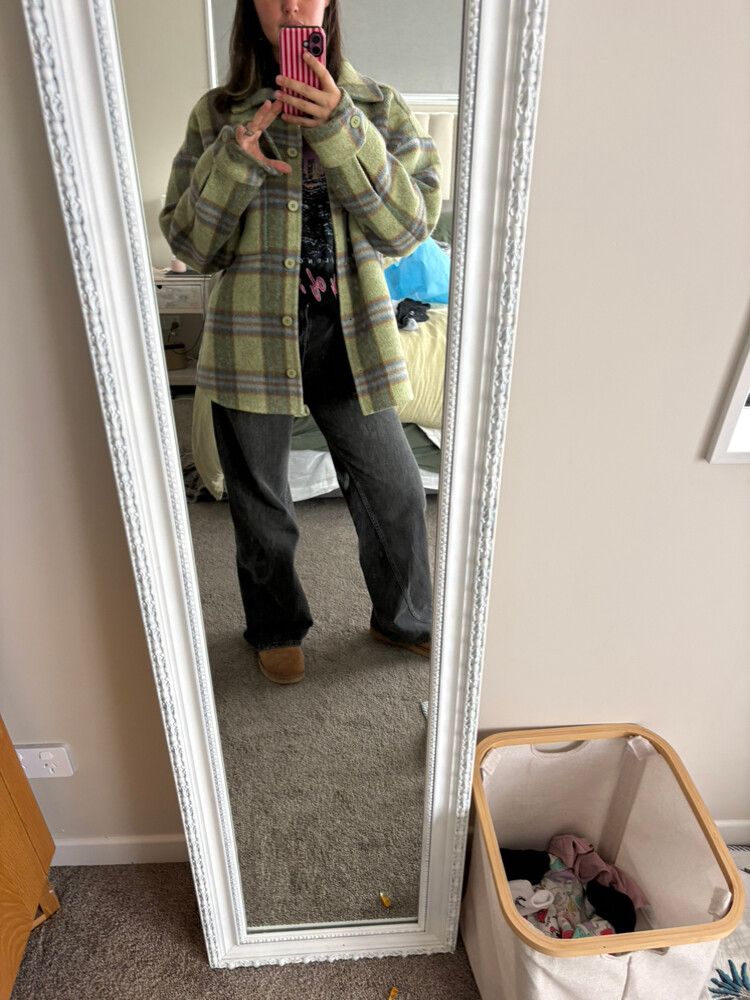 RUBY LUXURY Green Plaid Wool Blend Jacket