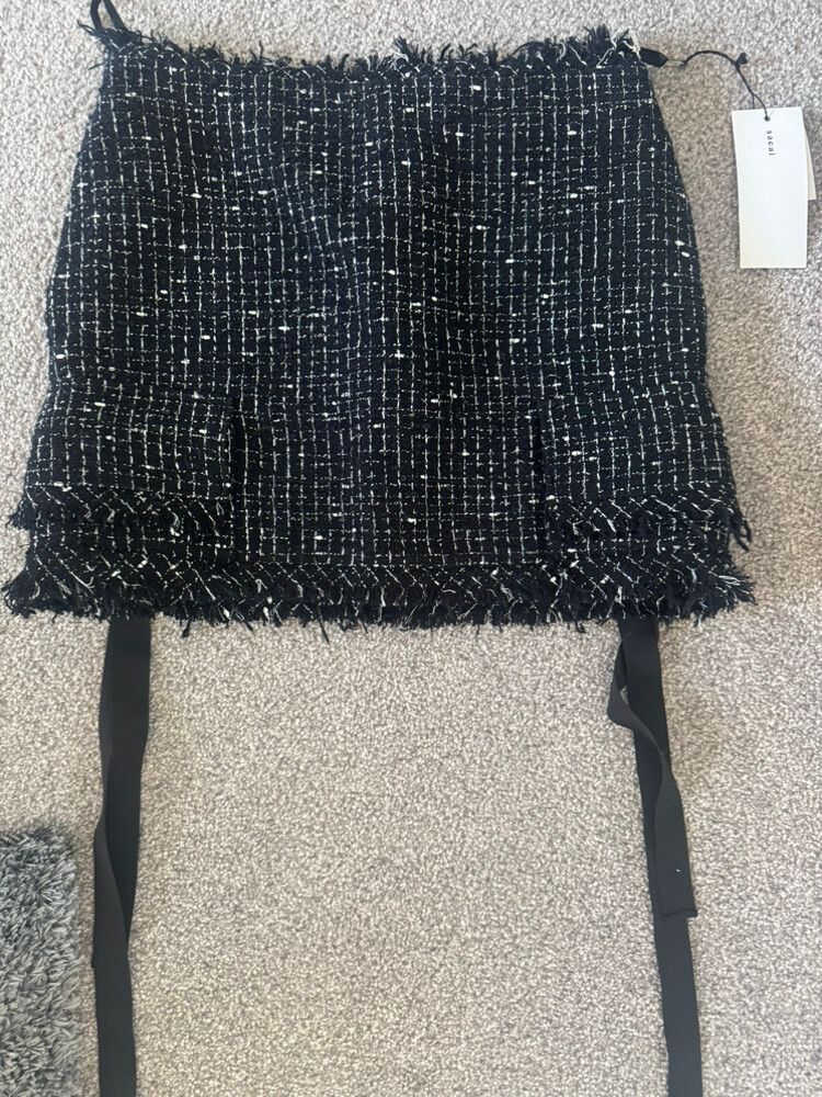Sacai Black Bouclé Tweed Mini Skirt