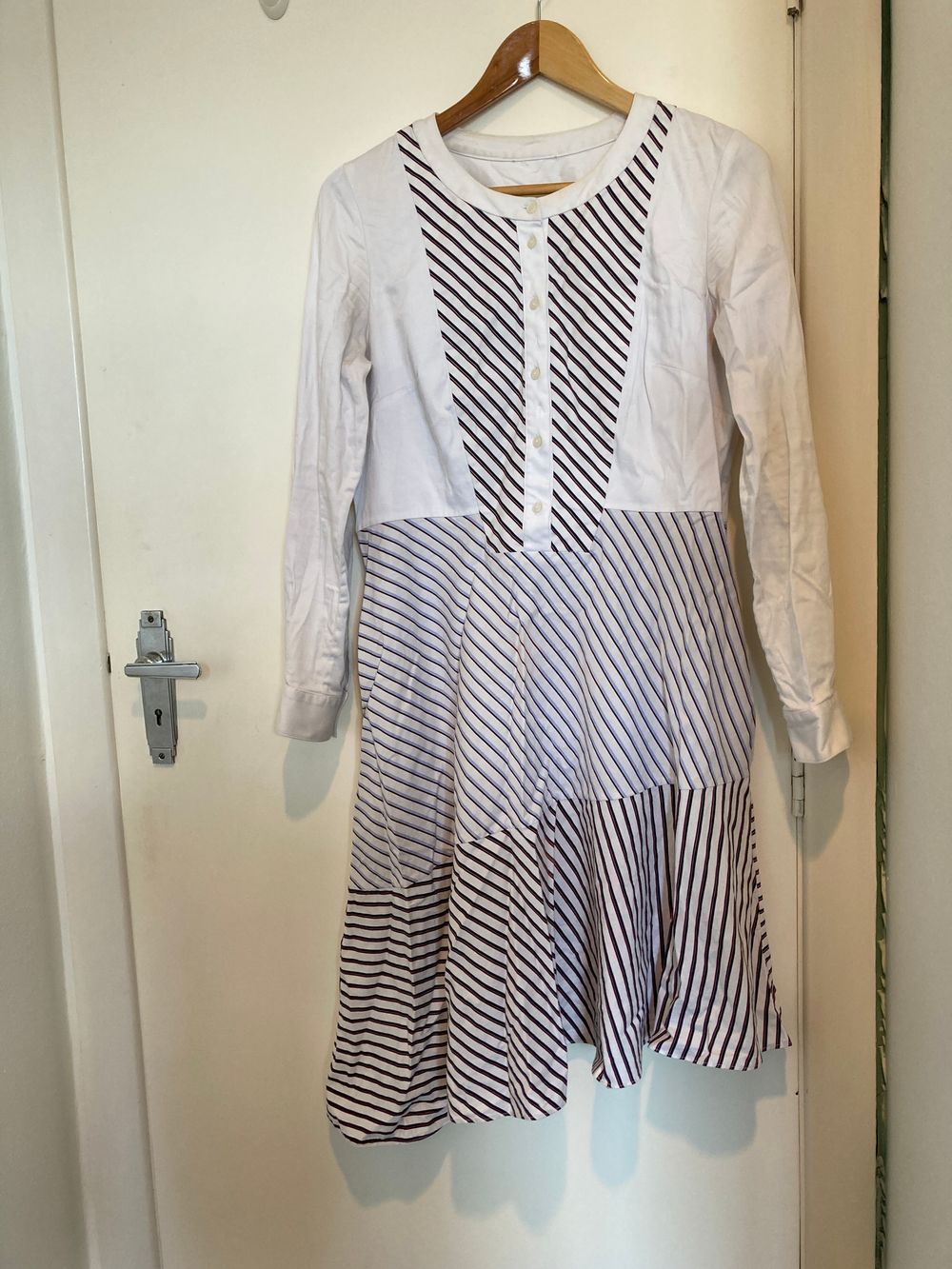 White striped button down business dress