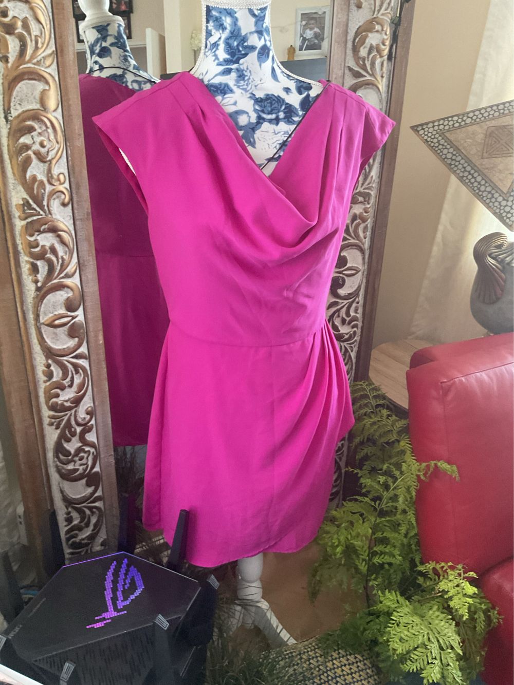 Oasis Fuchsia Cowl Neck Occasion Dress