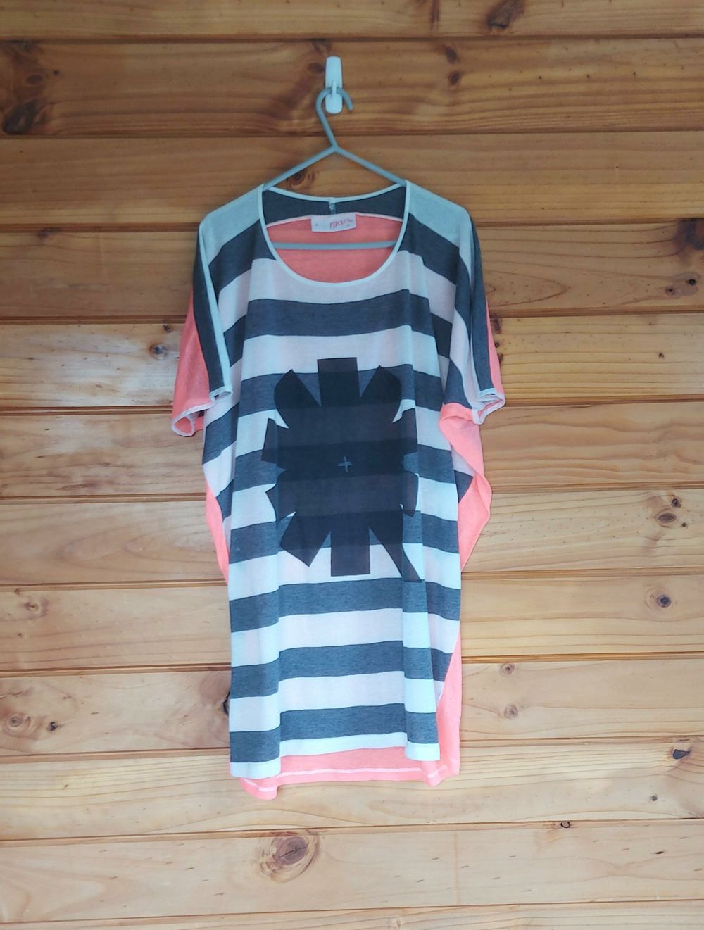sheer Federation stripe and block colour t-shirt dress